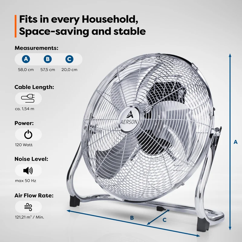 TRESKO AERSON Bodenventilator 50cm – Robuste Windmaschine