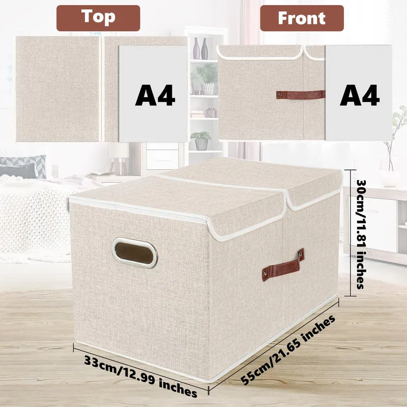 TYEERS Stoffbox mit Fächern – Beige 3er-Set 55x33x30 cm