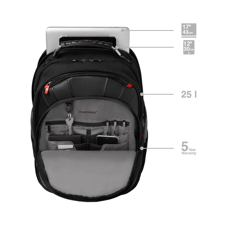 WENGER Pegasus Laptop-Rucksack für Notebook 17 Zoll 25l - Grau
