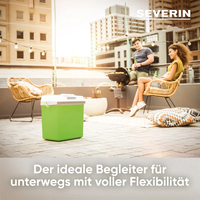 SEVERIN KB 2923 elektrische Kühlbox 25L mit Warmhaltefunktion Grün/Grau