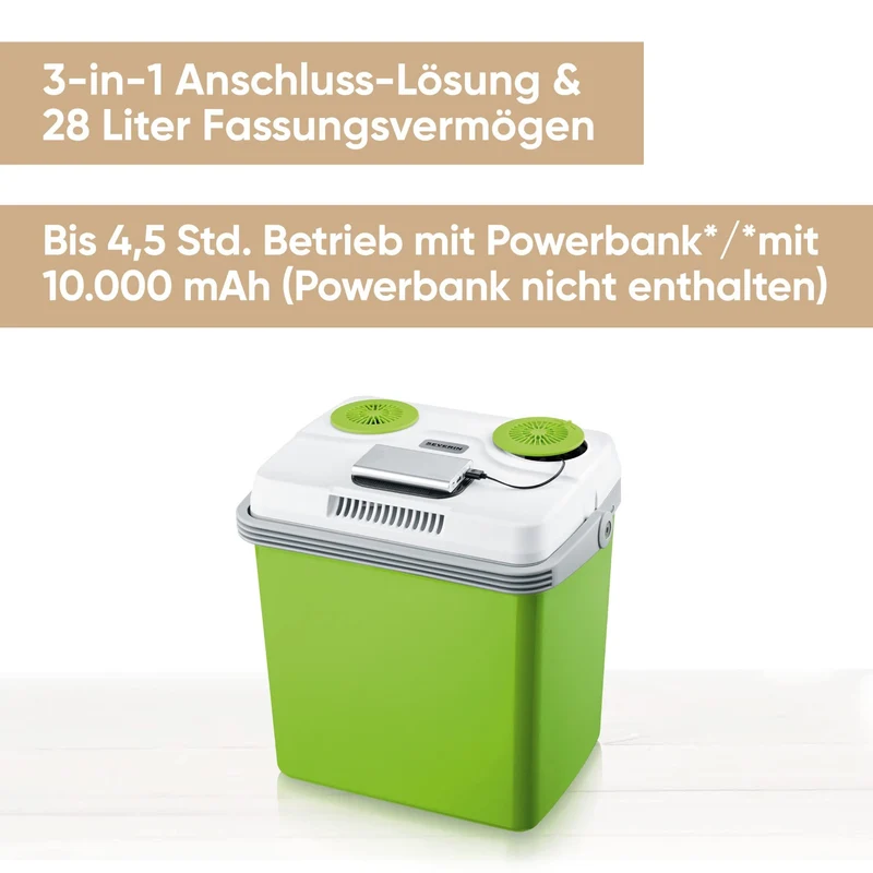 SEVERIN KB 2923 elektrische Kühlbox 25L mit Warmhaltefunktion Grün/Grau