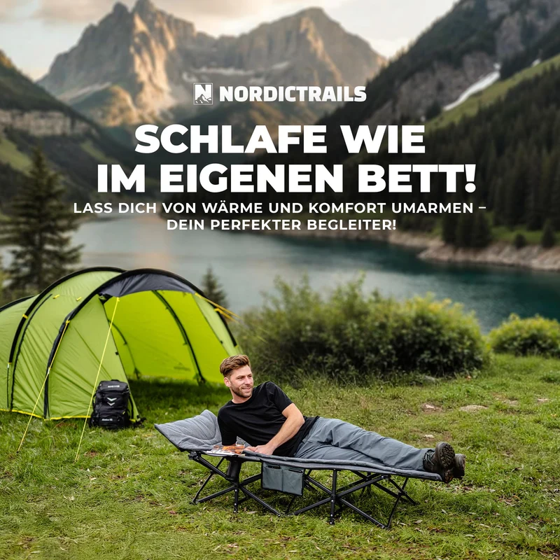 NORDICTRAILS Campingbett XXL klappbar Feldbett mit Matratze