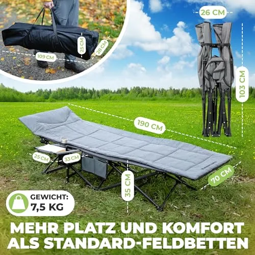 NORDICTRAILS Campingbett XXL klappbar Feldbett mit Matratze