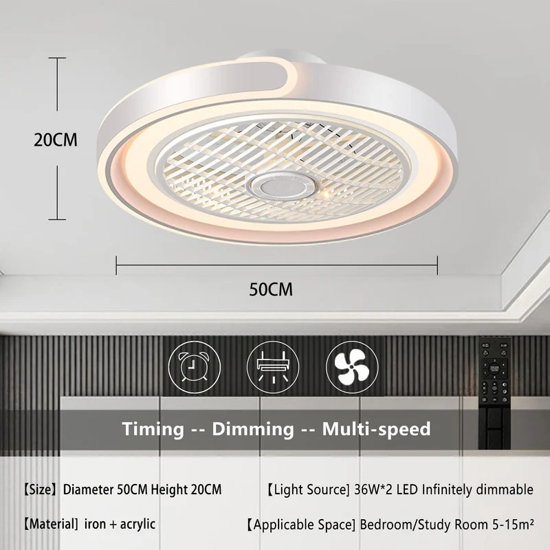 ACJK Deckenventilator mit LED Beleuchtung - Dimmbar, Fernbedienung