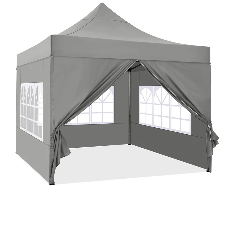 COBIZI Pop-Up Pavillon 3×3 m, wasserdicht, mit Seitenwand & Tasche, Grau