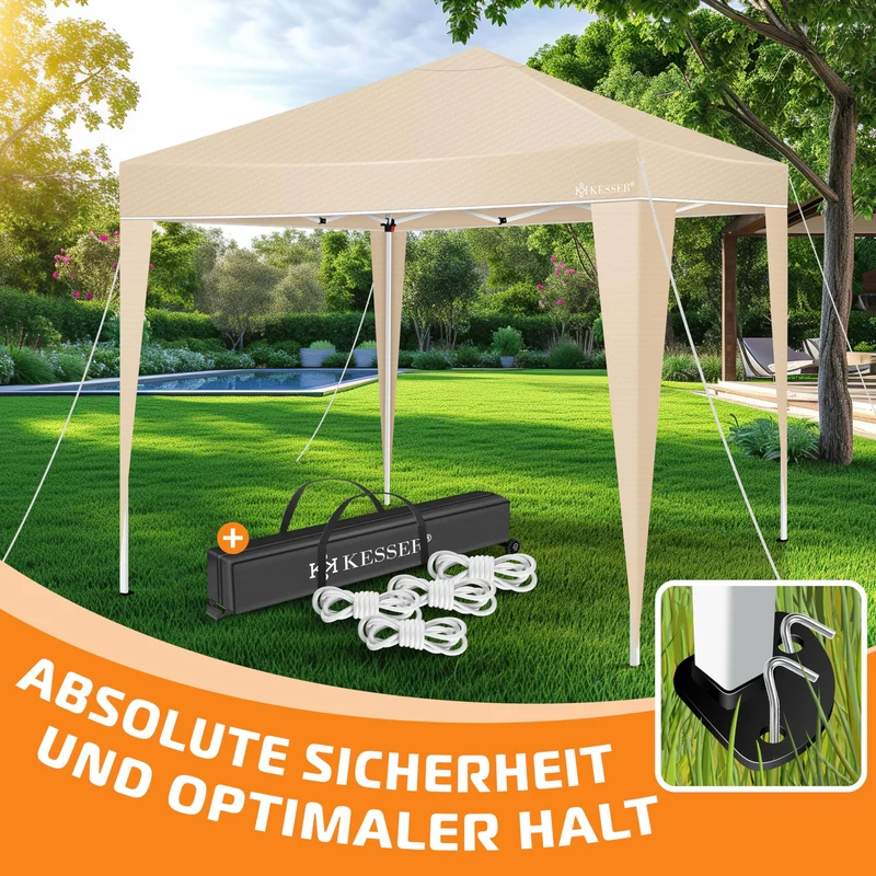 KESSER Pop-Up Faltpavillon 3x3m Gartenpavillon – Beige