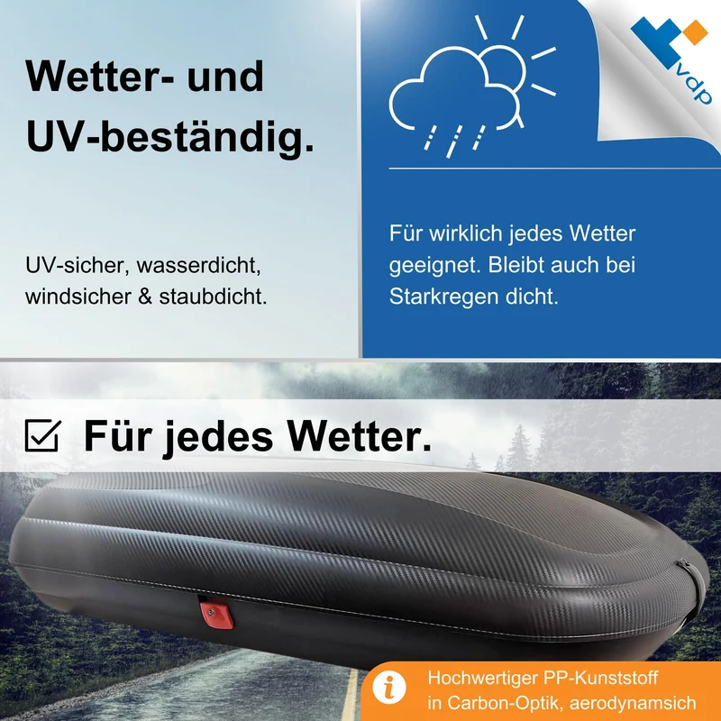 VDP BA320 Dachkoffer 320 Liter Volumen für Autos - Carbon Optik