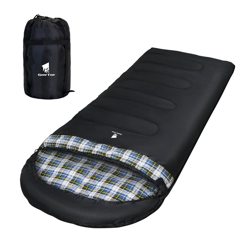 GEERTOP Campingschlafsack XXL 4 Jahreszeiten 220x100cm Schwarz-Blau