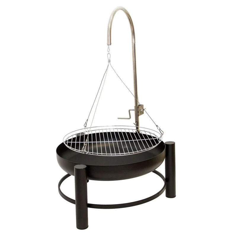 Lemodo Holzkohlegrill - Schwenkgrill mit Kurbel & Feuerschale