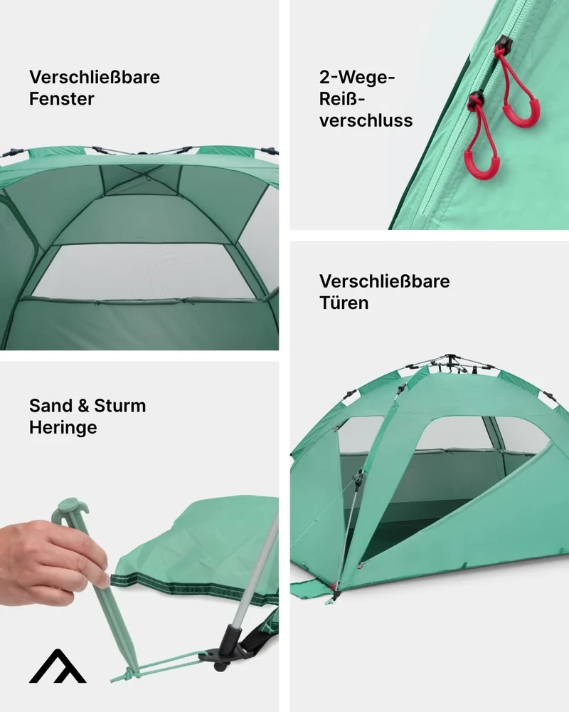 qeedo Quick Palm Strandmuschel – Leichtes Quick-Up UV80 Zelt