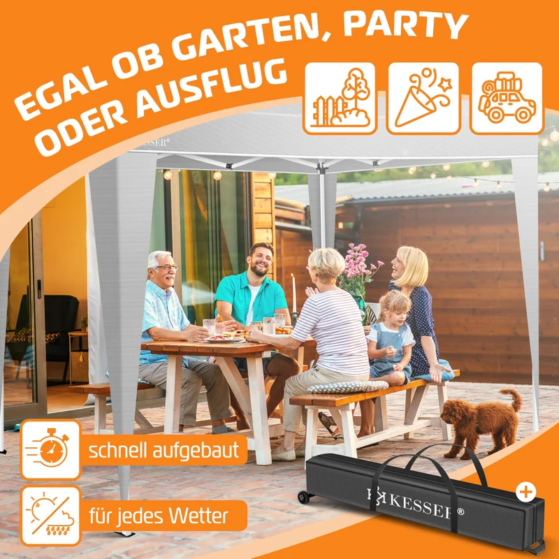 KESSER® Pop-Up Faltpavillon 3x3m Gartenpavillon - Grau