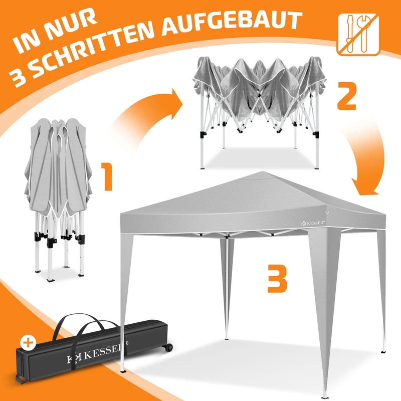 KESSER® Pop-Up Faltpavillon 3x3m Gartenpavillon - Grau