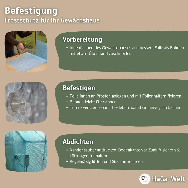 HaGa Isolierfolie Gewächshaus Winterschutz – Noppenfolie 1.5m x 20m