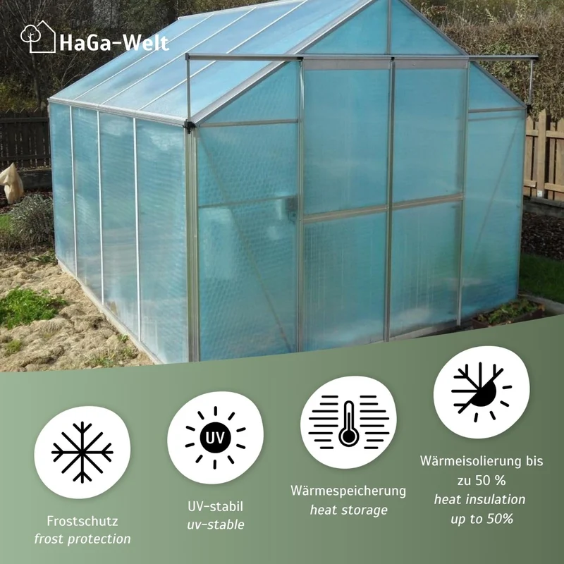 HaGa Isolierfolie Gewächshaus Winterschutz – Noppenfolie 1.5m x 20m