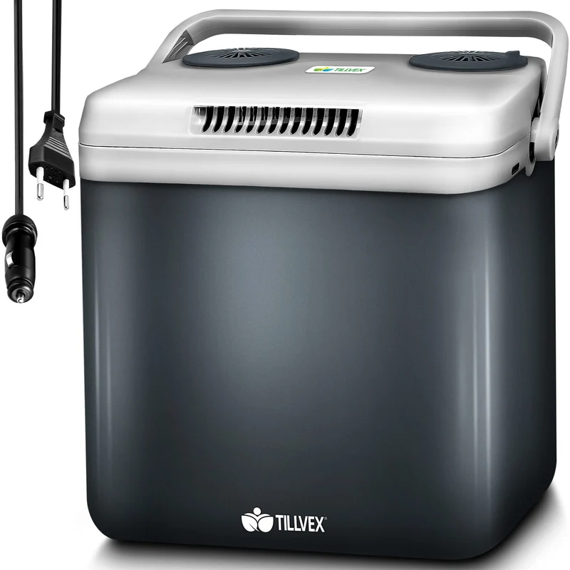 tillvex Kühlbox elektrisch 32L Mini-Kühlschrank 12V/230V - Grau