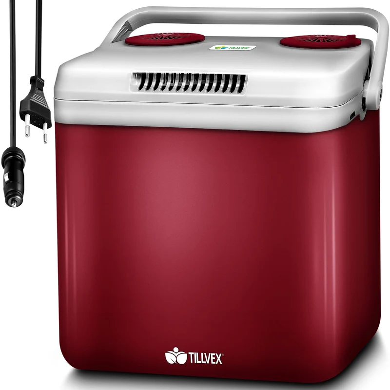 tillvex Mini-Kühlschrank 32L elektrisch Auto/Camping – Rot