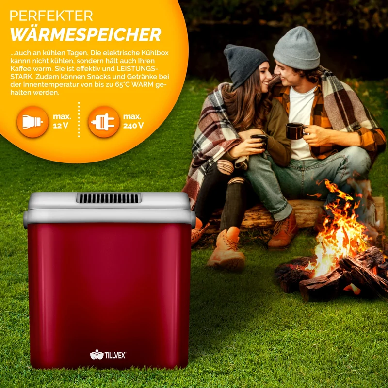 tillvex Mini-Kühlschrank 32L elektrisch Auto/Camping – Rot