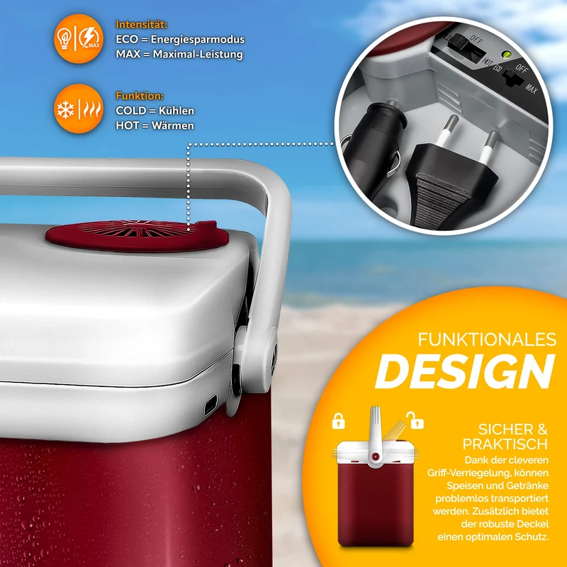 tillvex Mini-Kühlschrank 32L elektrisch Auto/Camping – Rot