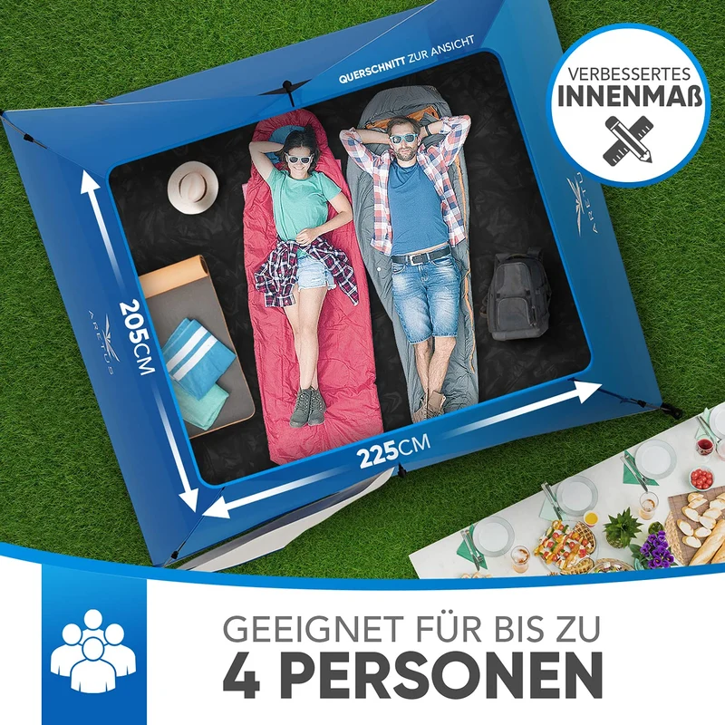 Aretus Wurfzelt 2-4 Personen – Automatisch, Wasserdicht, Gross