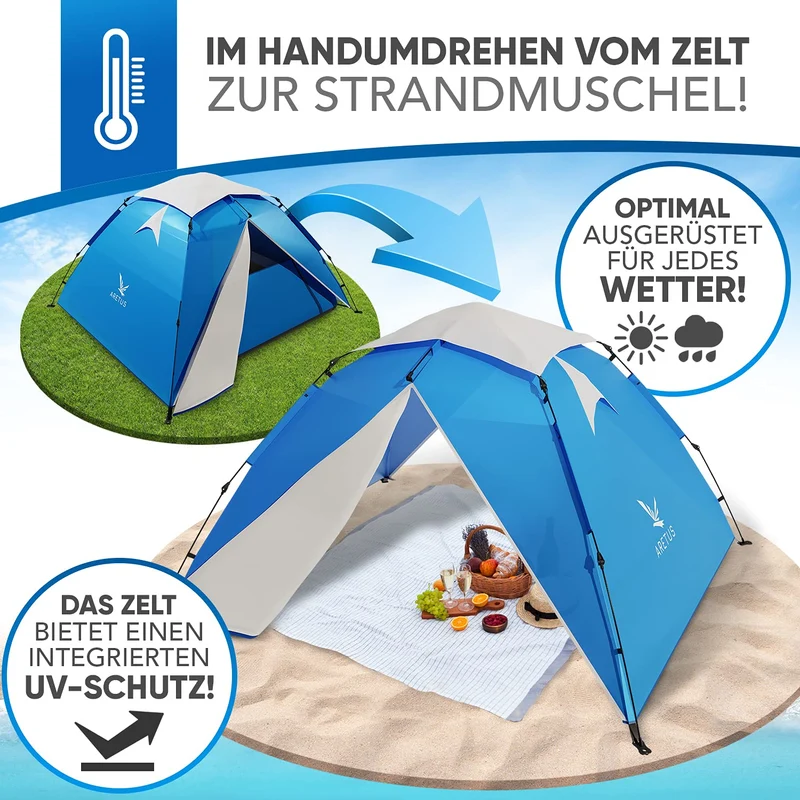 Aretus Wurfzelt 2-4 Personen – Automatisch, Wasserdicht, Gross