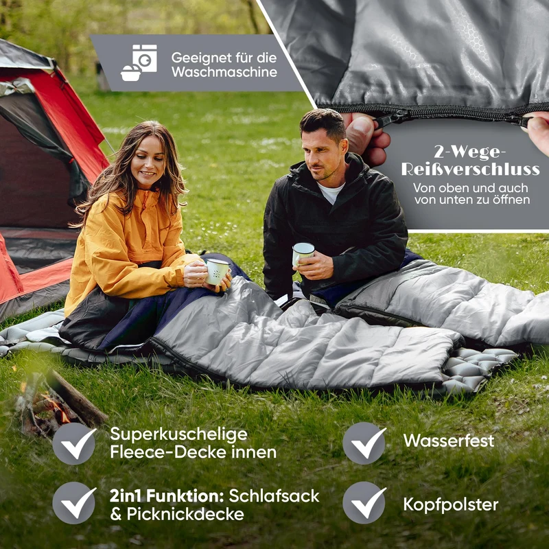 SkinWalker Deckenschlafsack -18°C – Polarfleece & Kissen