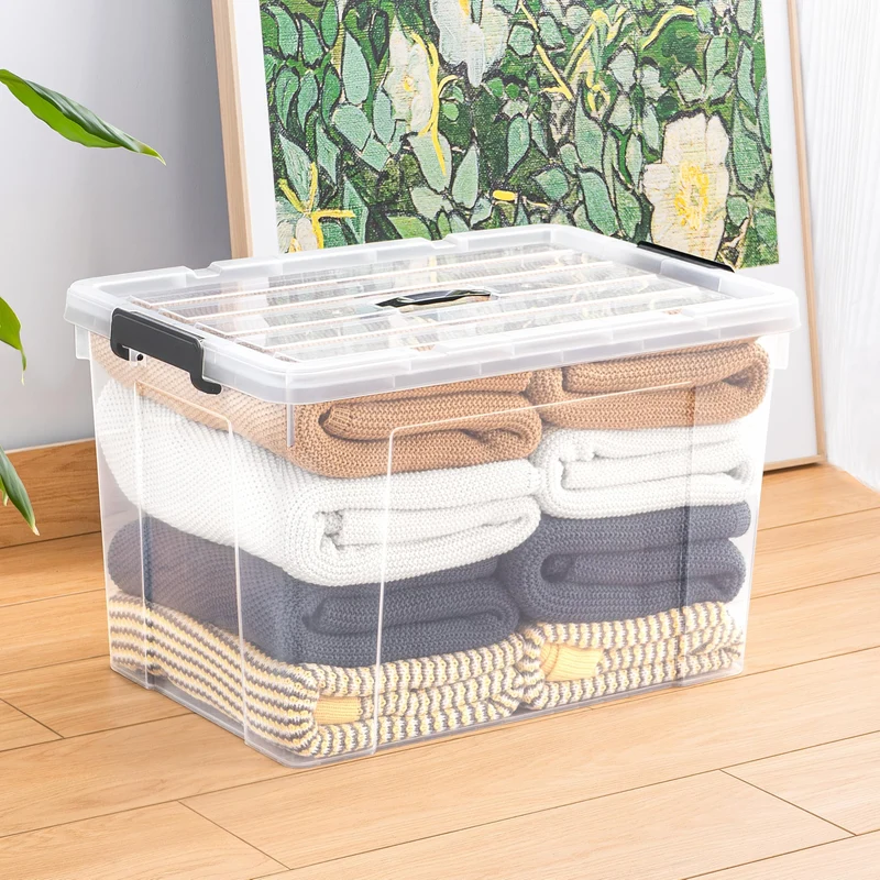 Cetomo Organizer-Behälter 90L Transparent - 3er Pack mit Deckel