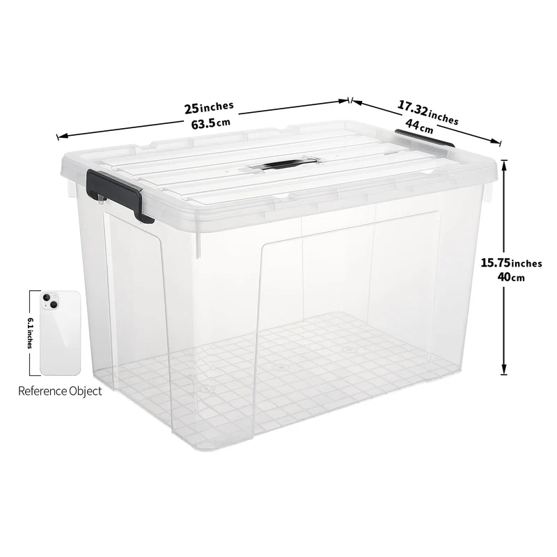 Cetomo Organizer-Behälter 90L Transparent - 3er Pack mit Deckel