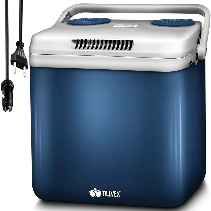 tillvex Kühlbox elektrisch 32L - 230V/12V, Kühl-/Wärmefunktion - Blau