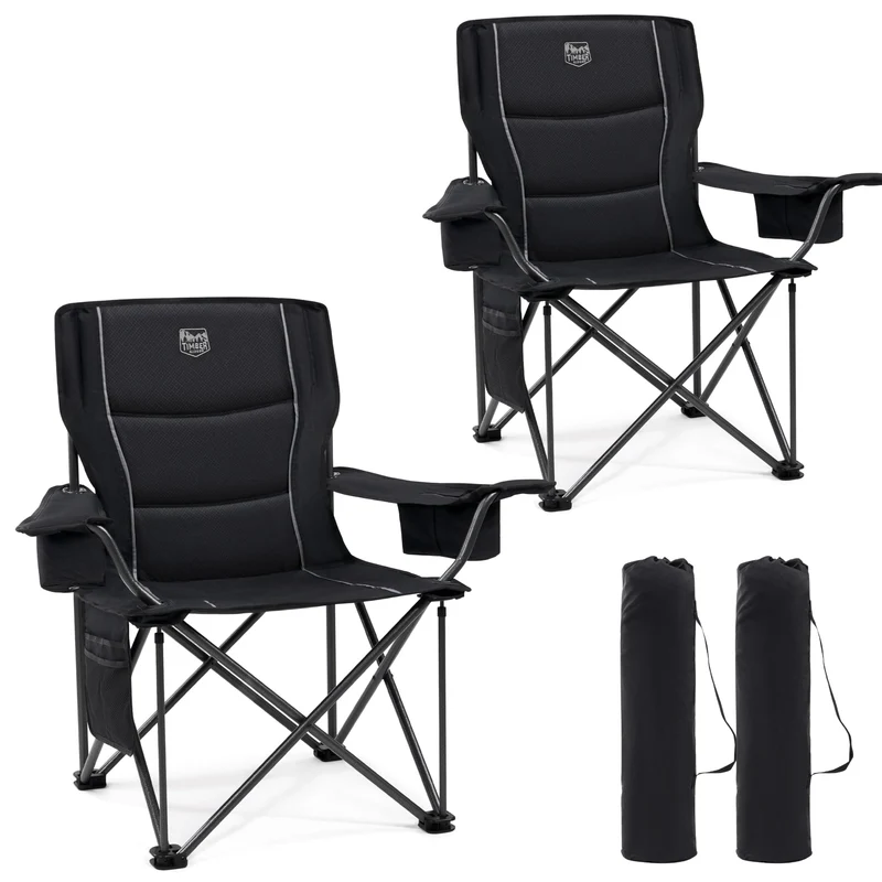 TIMBER RIDGE Campingstuhl 2er Set Übergross - Gepolstert, Kühltasche