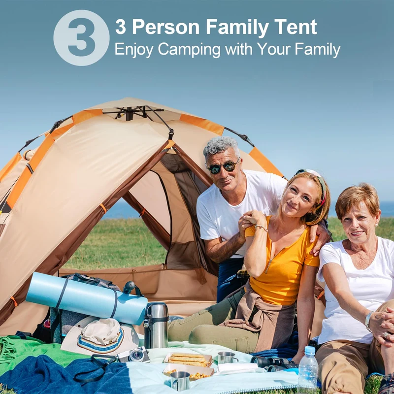 BETENST Pop Up Campingzelt - 3-Personen Familienzelt Wasserdicht Winddicht
