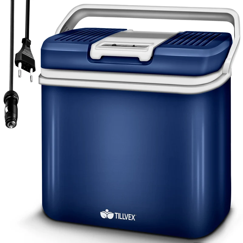 tillvex Kühlbox elektrisch 24L 12V/230V Kühlt & Wärmt – Blau