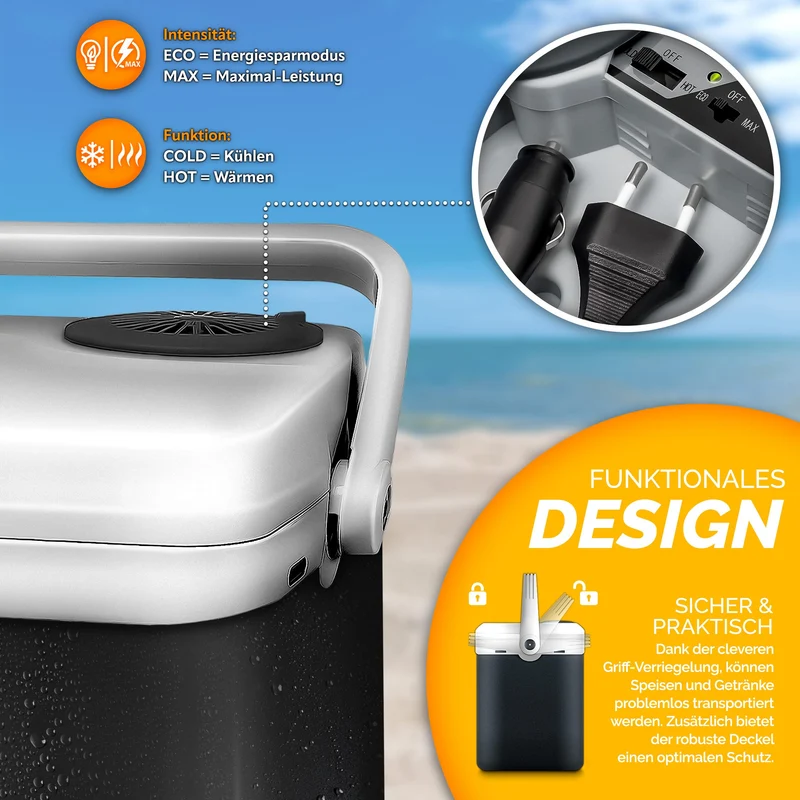 tillvex Kühl- & Wärmebox 32L – 230V/12V für Auto/Camping, Anthrazit