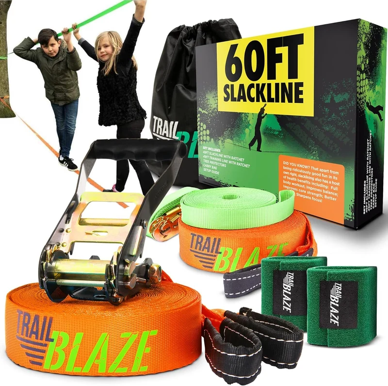 ActiveLine Slackline Anfänger-Komplettset – mit Baumschutz & Tasche