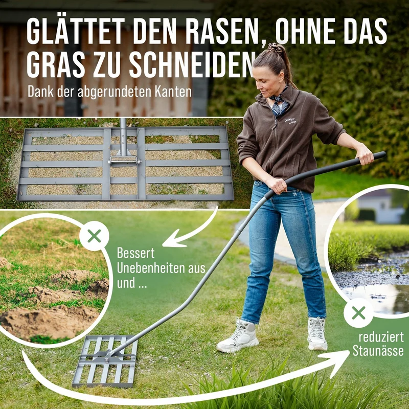 GREEN Spark Rasenrakel Ergonomisch Klicksystem - 80x30cm
