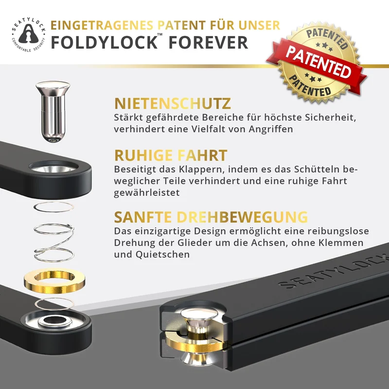 FoldyLock Forever Faltschloss mit Schlüssel – Sold Secure Gold 90 cm