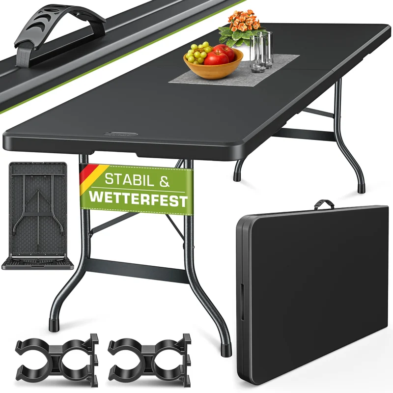 tillvex Gartentisch klappbar Kunststoff 180x75cm 8 Personen