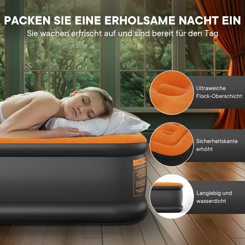 Luxchoice Luftbett Gästebett 1 Person selbstaufblasend mit E-Pumpe