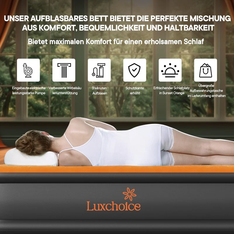 Luxchoice Luftbett Gästebett 1 Person selbstaufblasend mit E-Pumpe