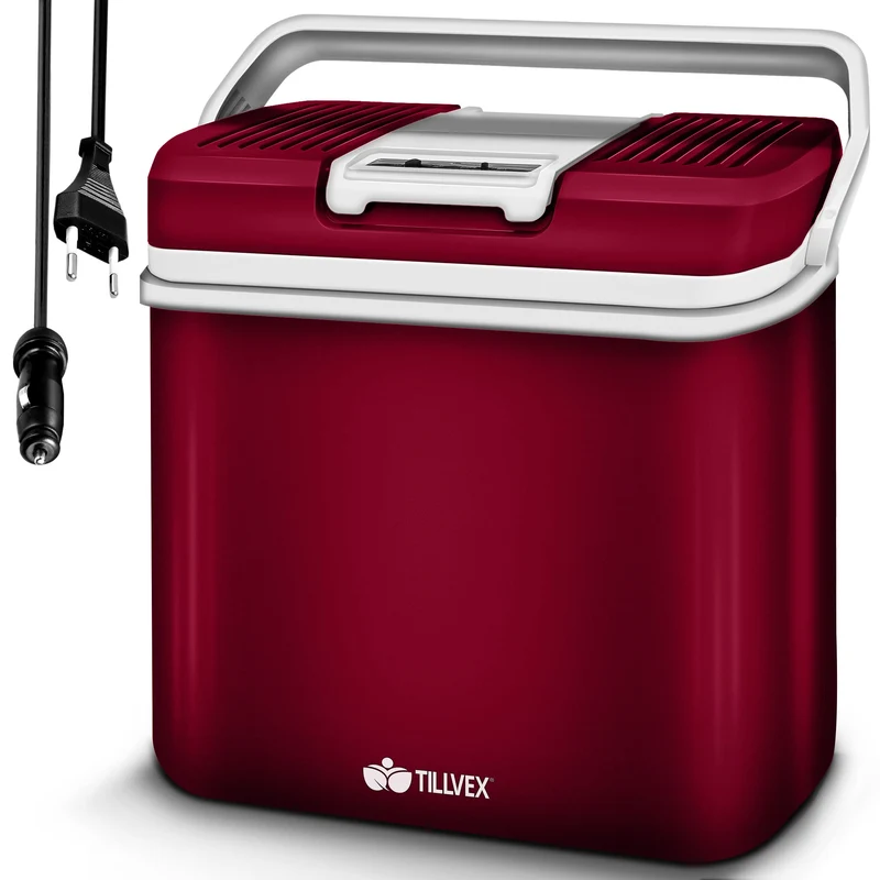 tillvex Kühlbox elektrisch 24L 12V/230V Kühlen/Wärmen - Rot