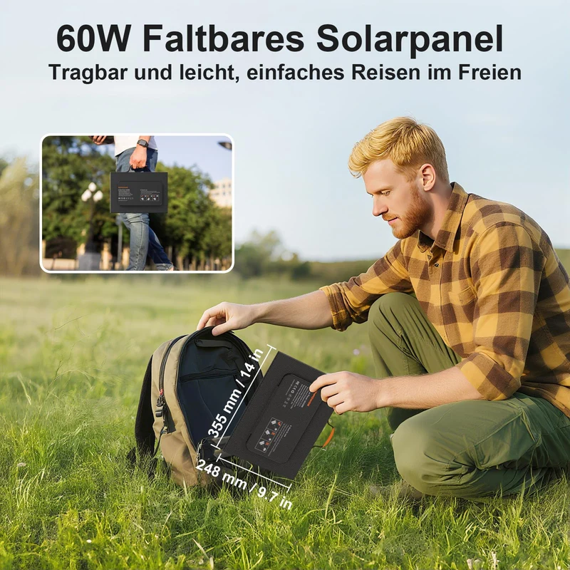 MHPOWOS 60W Faltbares Outdoor Solarpanel Ladegerät
