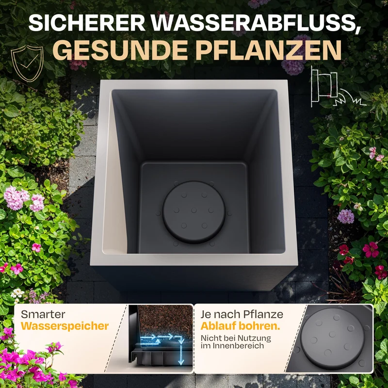 Ondis24 Vulkan Pierre 50 Pflanzkübel Schiefer Optik - Anthrazit