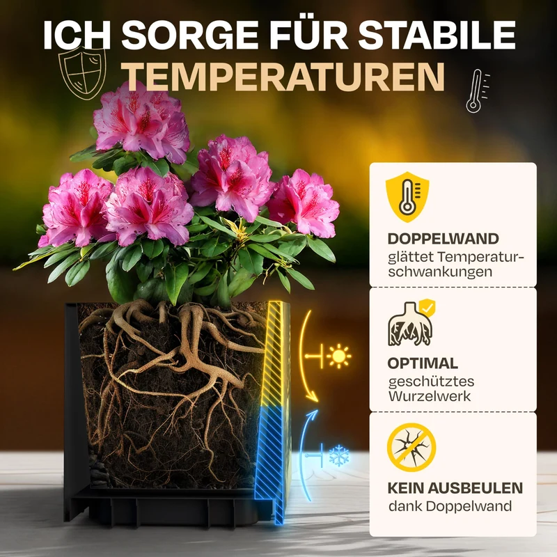 Ondis24 Vulkan Pierre 50 Pflanzkübel Schiefer Optik - Anthrazit
