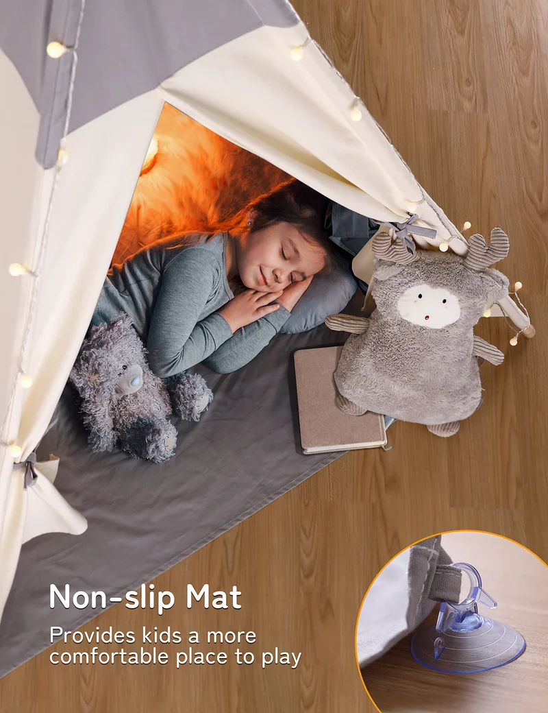 besrey Tipi Kinderzelt Spielzelt – Baumwolle Indoor Outdoor Lichter Matte