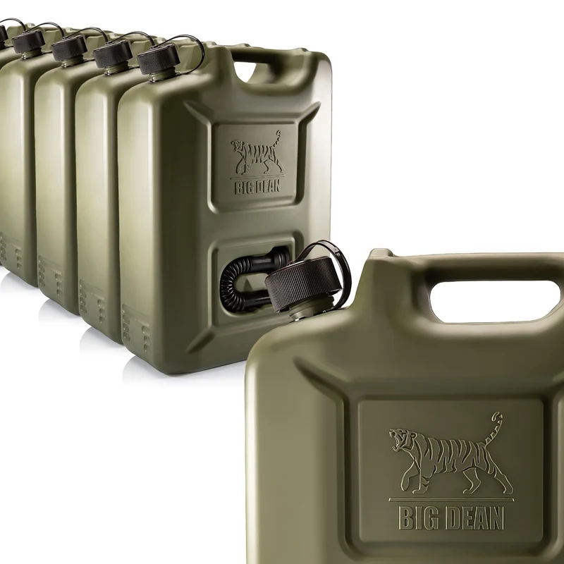 BigDean Benzinkanister 20L Olivgrün – 5er Set mit Ausgiesser