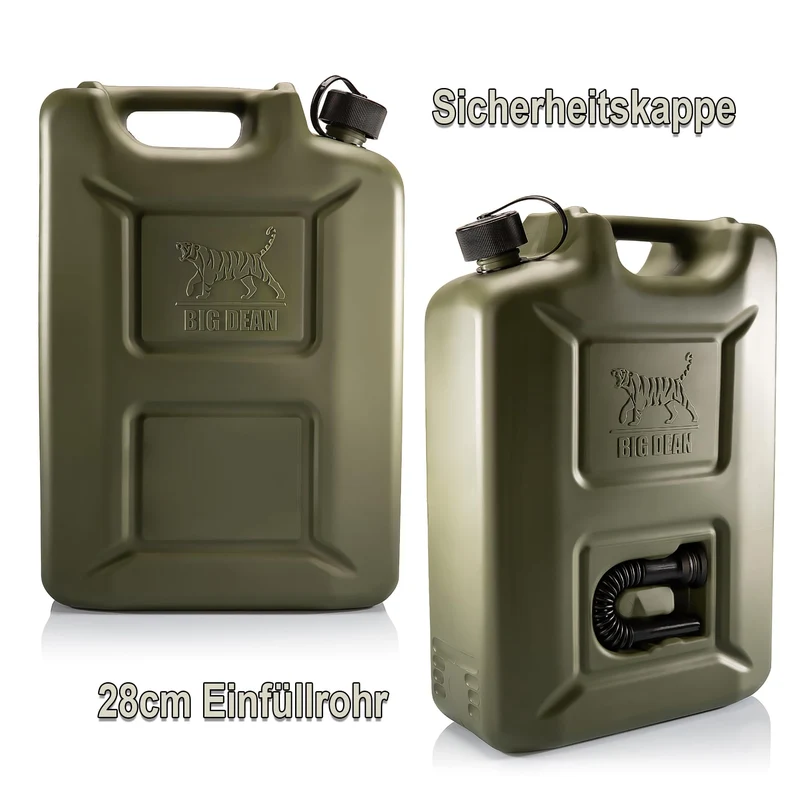 BigDean Benzinkanister 20L Olivgrün – 5er Set mit Ausgiesser