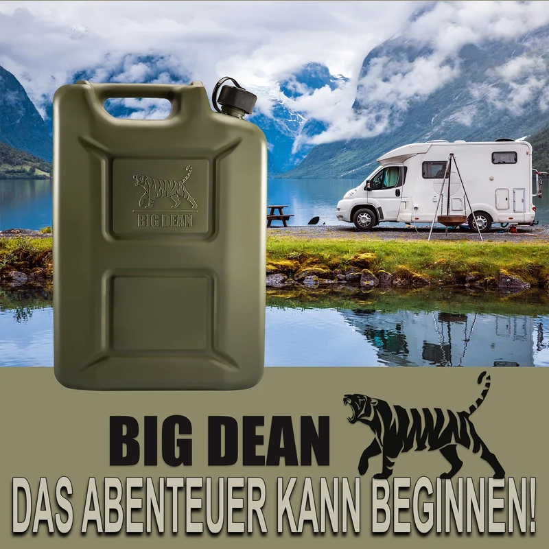 BigDean Benzinkanister 20L Olivgrün – 5er Set mit Ausgiesser