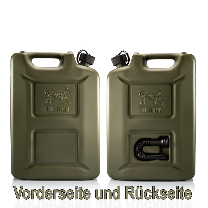 BigDean Benzinkanister 20L Olivgrün – 5er Set mit Ausgiesser