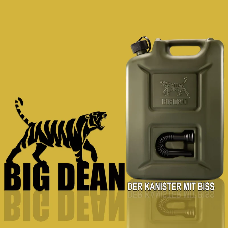 BigDean Benzinkanister 20L Olivgrün – 5er Set mit Ausgiesser
