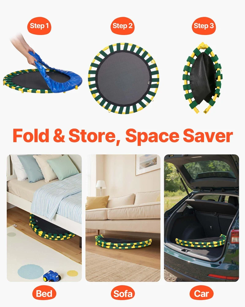 VEVOR Mini Fitness Trampolin Klappbar - Indoor/Outdoor, Blau