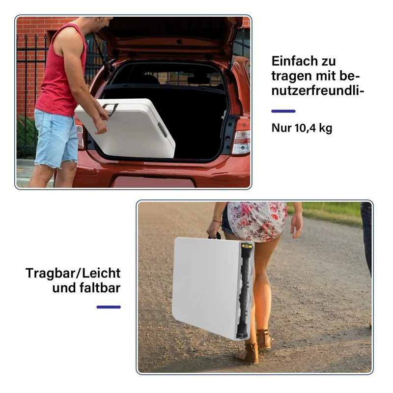 Byliable Klapptisch 120 cm tragbar höhenverstellbar – Weiss